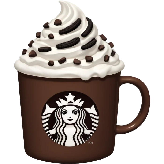  Starbucks hot cocoa with whipped cream and Oreo cookie crumbles  emoji