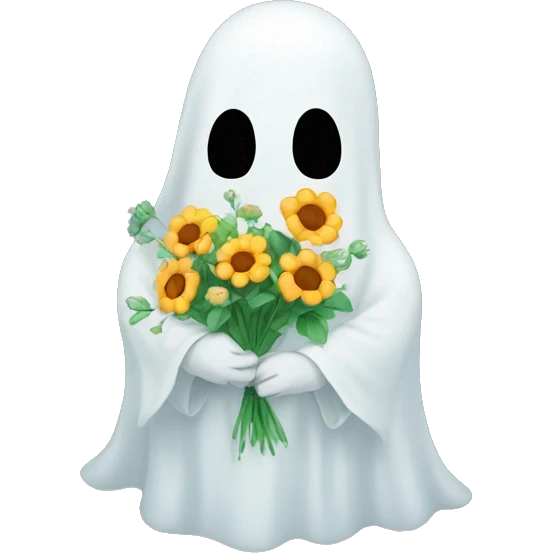 Ghost holding flowers  emoji