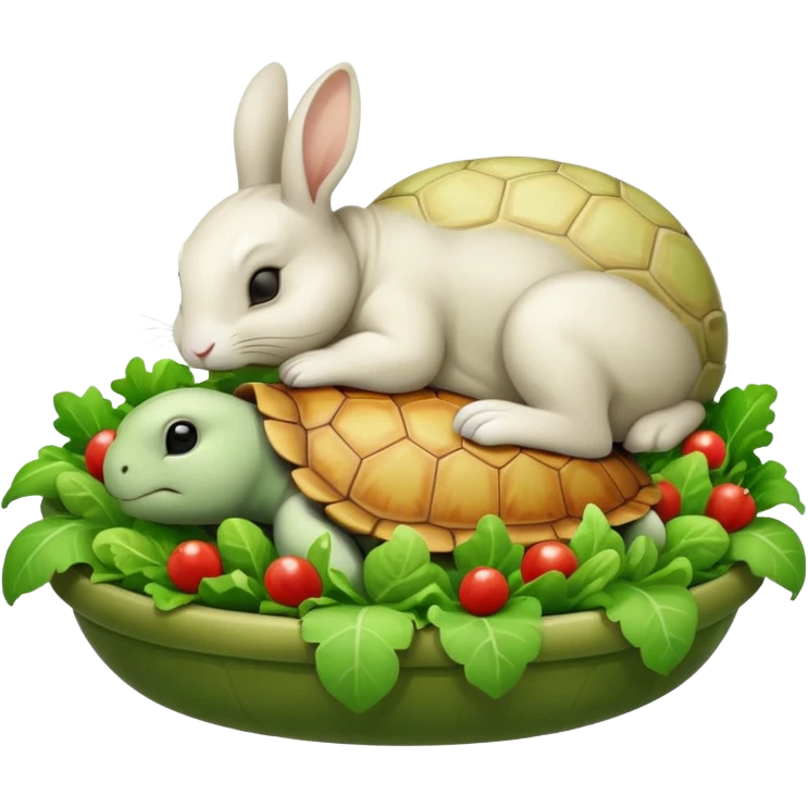  lapin qui dort et la tortu qui mange de la salade emoji