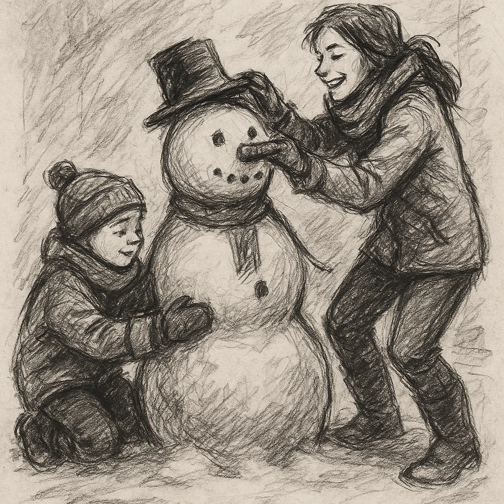 people making a snowman emoji