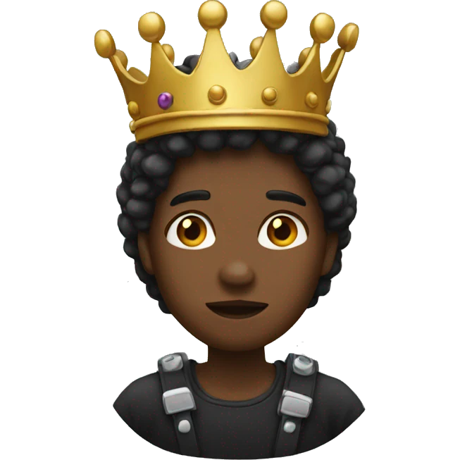 black trouble emoji with crown emoji