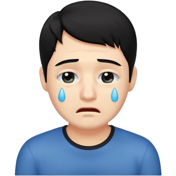 man crying with black hair emoji