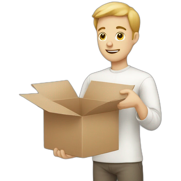 Pale skined Man with box into the hands emoji