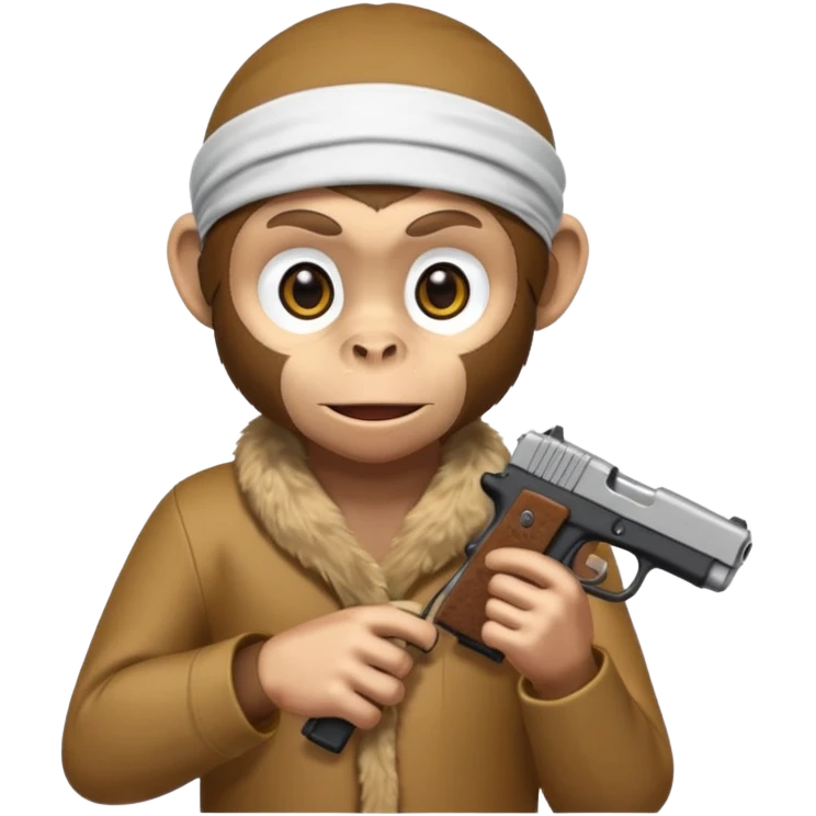 Monkey wearing a dorag and holding a glock emoji