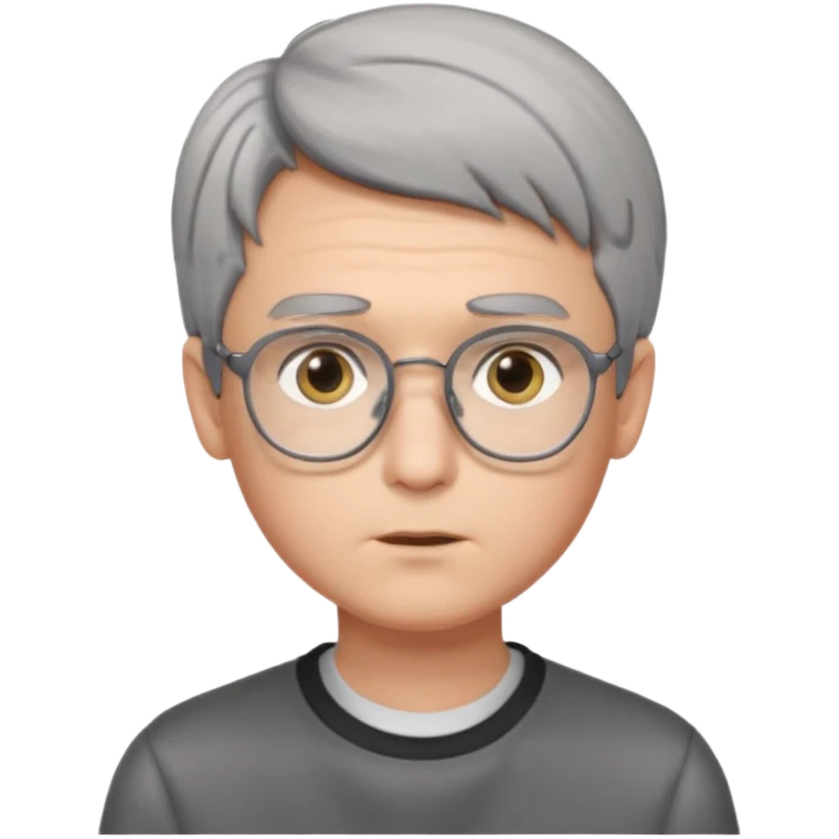 GREY HAIR teen boy with medium short middle parted hair, GREY eyes, SQUARED Glasses looking judging to the Side emoji