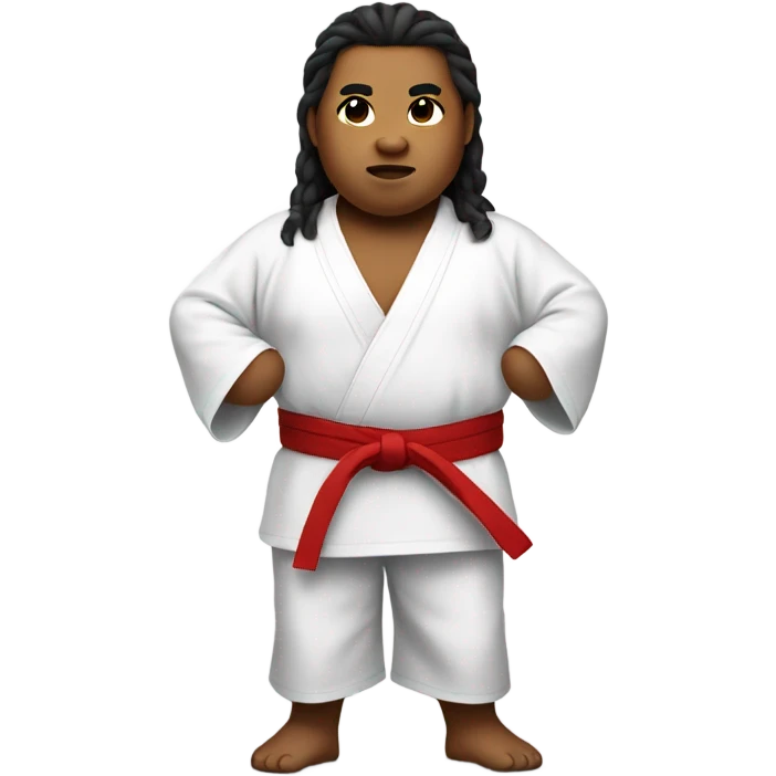 Fat boy with long hair in a karate gee emoji