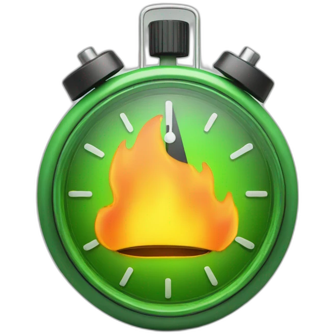 green timer on fire emoji