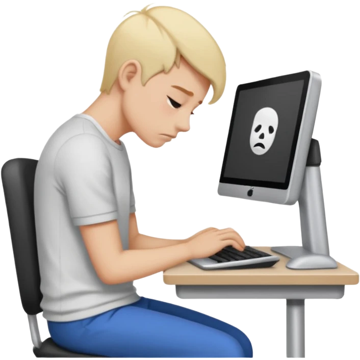 person with bad back or neck posture emoji (like sitting all tilted towards computer) emoji