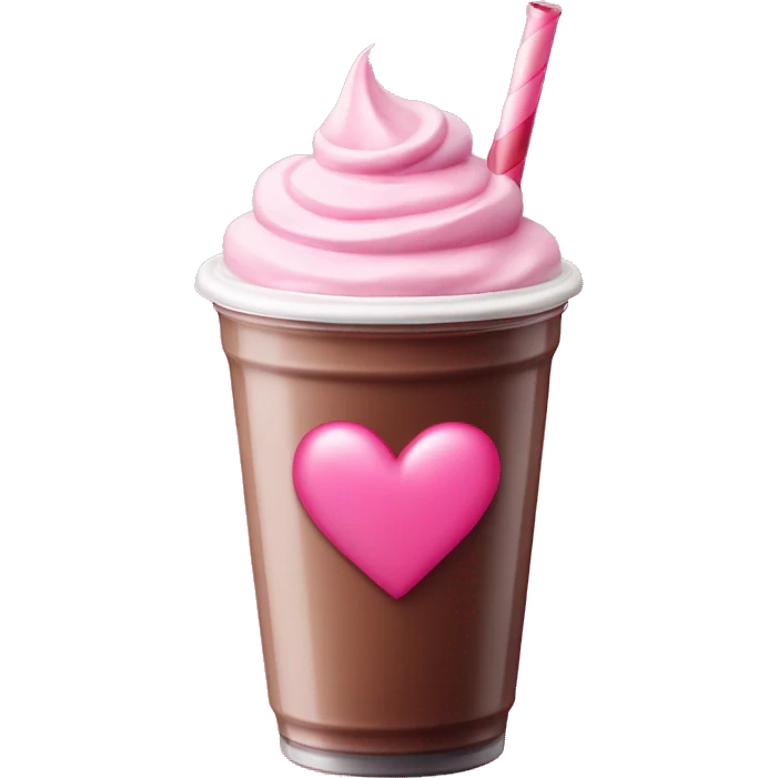Batido de ch colate con un corazón rosa de brillos  emoji