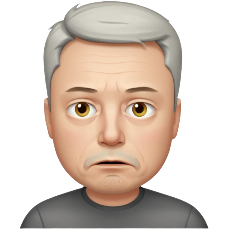 elon musk grumpy clearly offended by something with some small tears under his eyes emoji