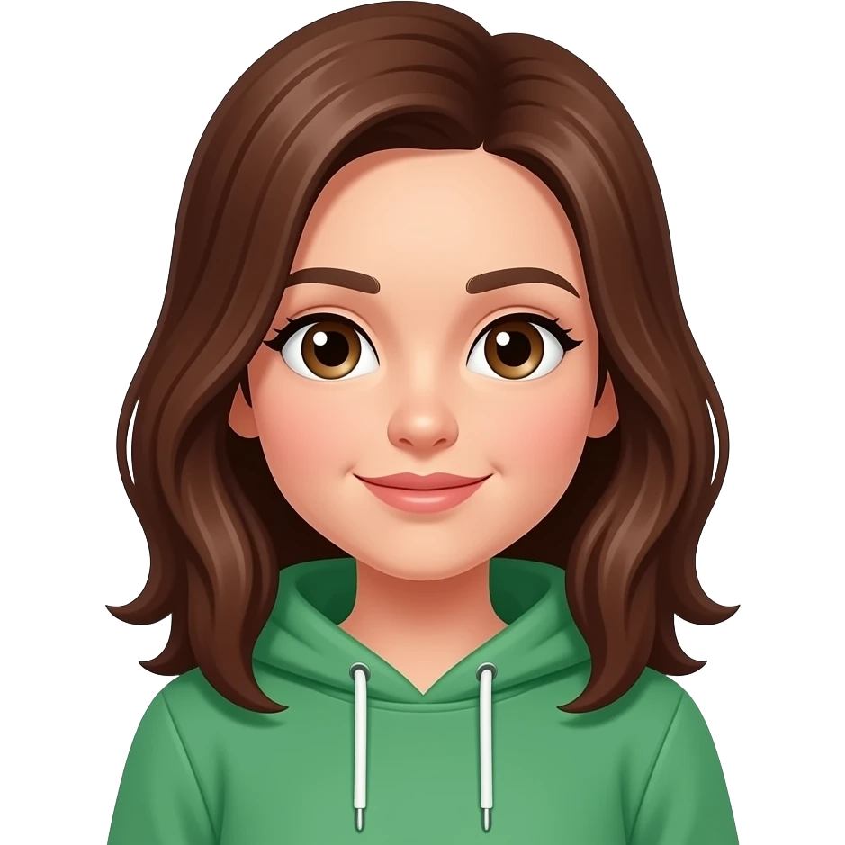 Brown hair girl green hoodie emoji
