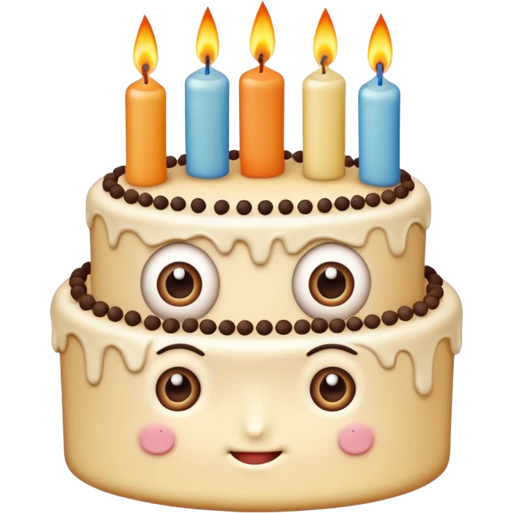birthday cake with eyes and candles looking normal emoji
