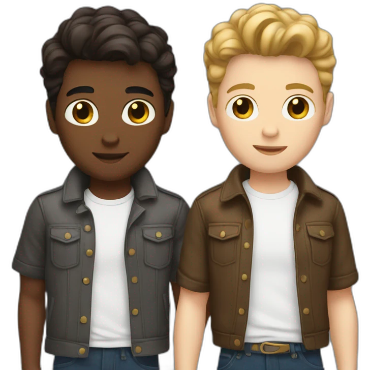 2 white gay boys with brown hair emoji