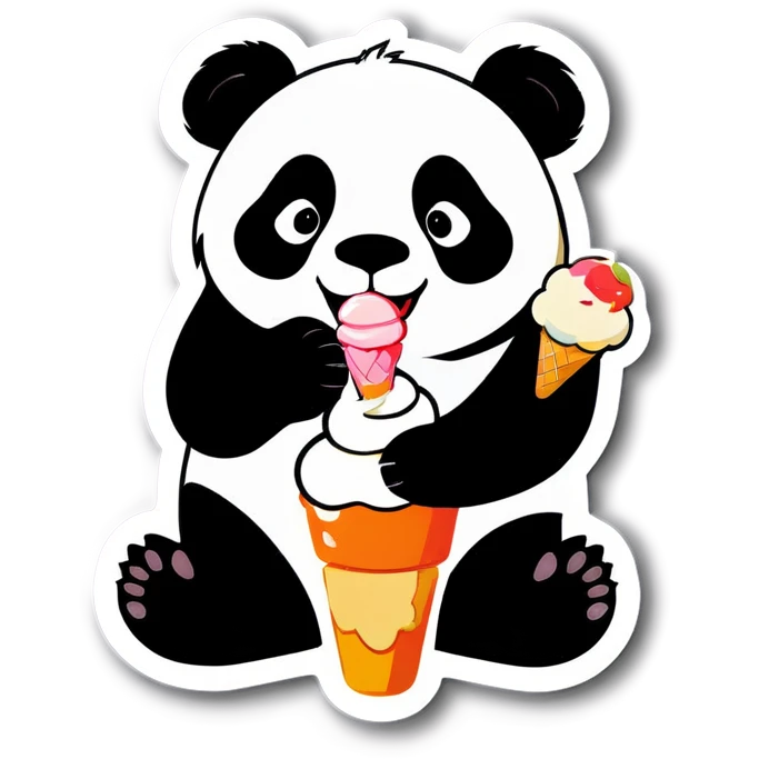 Panda eating ice cream emoji