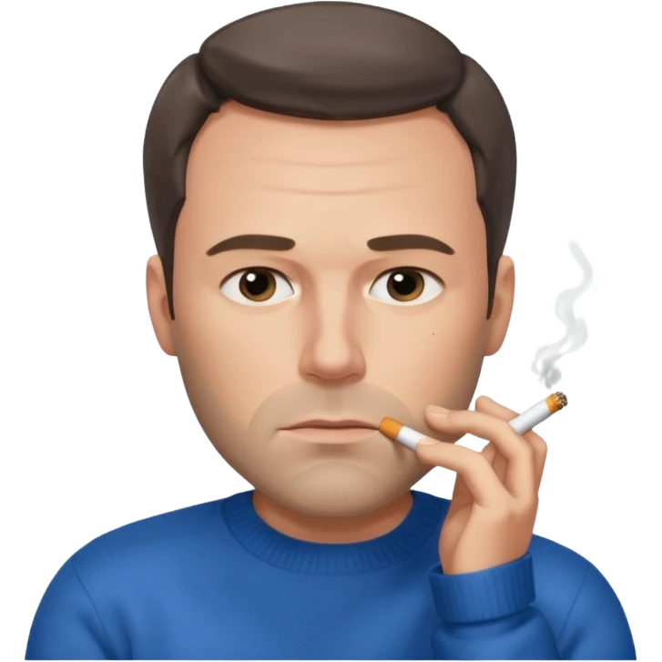 Ben Affleck looking tired holding a cigarette while wearing a blue sweater emoji