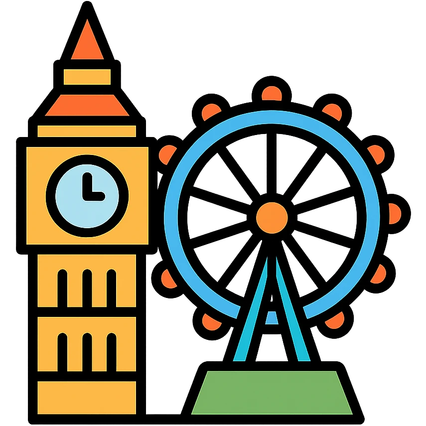 color outline icon of Big Ben and London Eye emoji