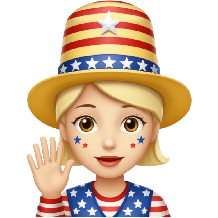 smiling emoji wearing stars and stripes hat celebrating Independence Day emoji