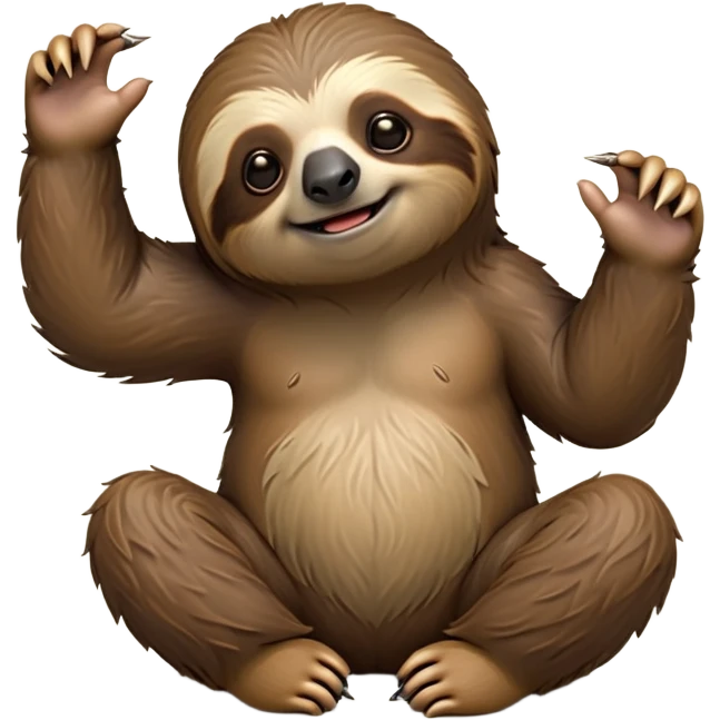 cinematic-sloth-realistic-full-body-sitting-emoji,-long-curved-claws-clinging,-thick-shaggy-brown-fur-slightly-ruffled,-head-tilted-dramatically,-slow-blinking-eyes-filled-with-serene-wisdom,-simplified-yet-realistic-focused-features,-highly-detailed,-glowing-with-an-almost-sarcastic-glow emoji