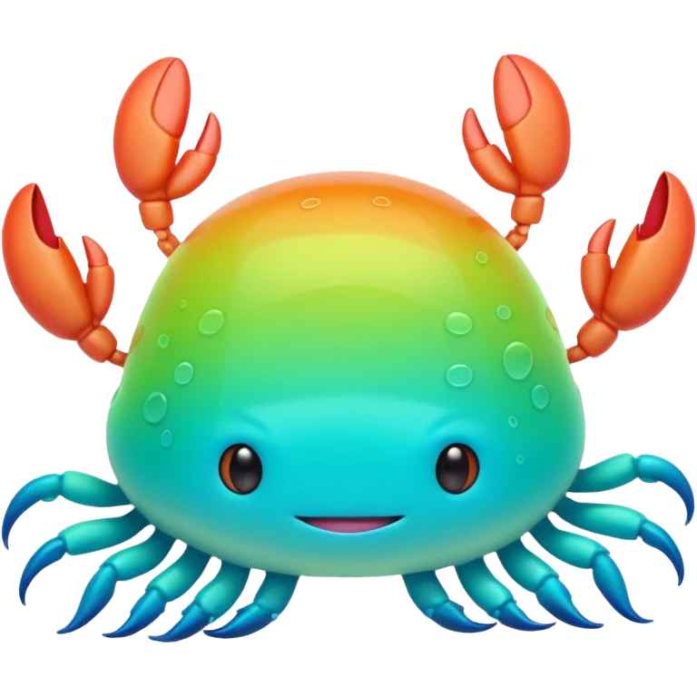 Neon glowing Cyan-lime-gradients jelly-prawn-crab-squid lamp satellite squishy squishmallow pillow with antennas and legs emoji