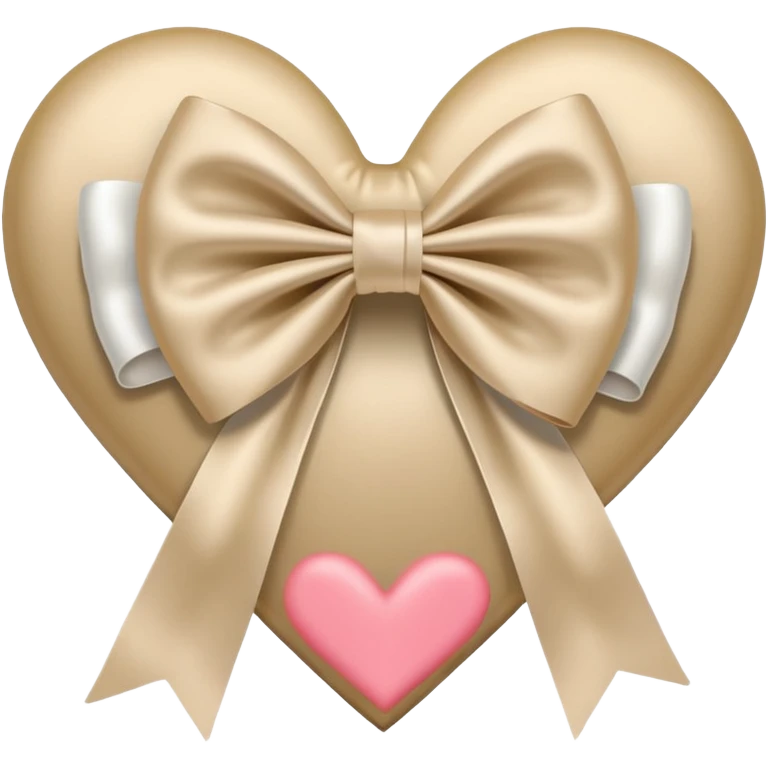 white heart with beige bow emoji