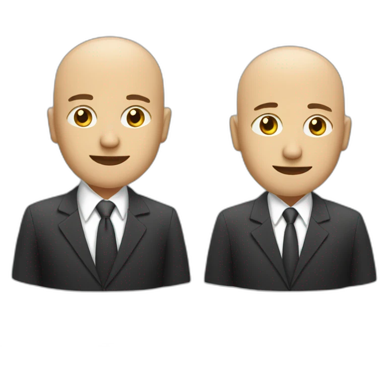 2 businessmen with shaved heads, one black one white, both on cell phones emoji