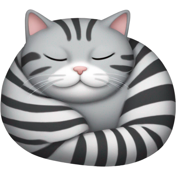 Striped gray fat cat sleeping emoji