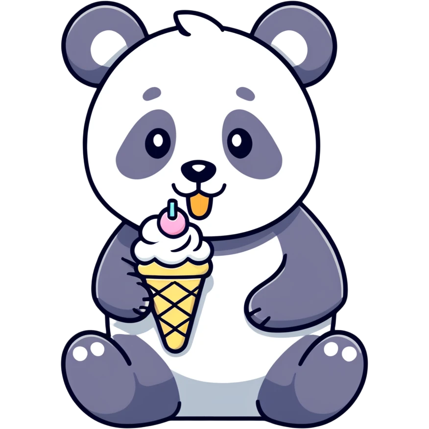 Panda eating ice cream emoji