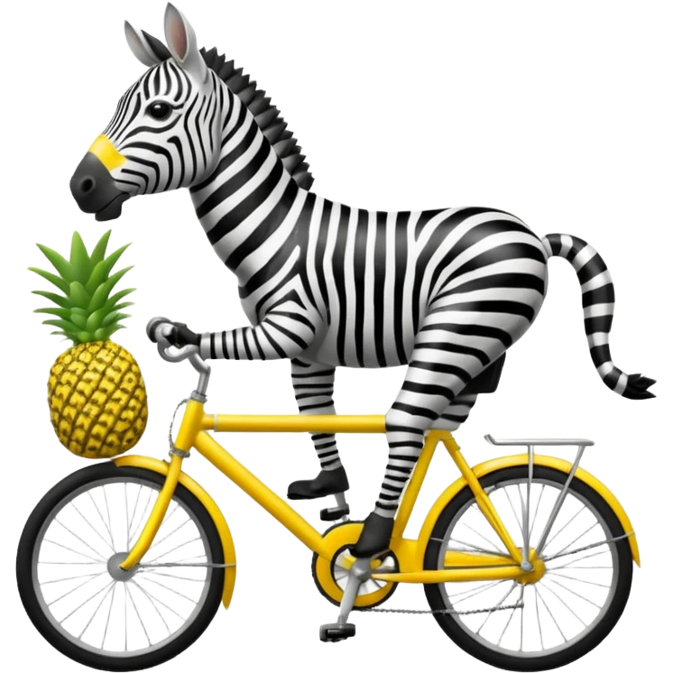zebra eating a pineapple on a bike  emoji