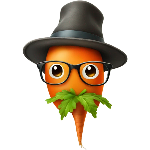 Carrot with glasses and a hat and a pipe emoji