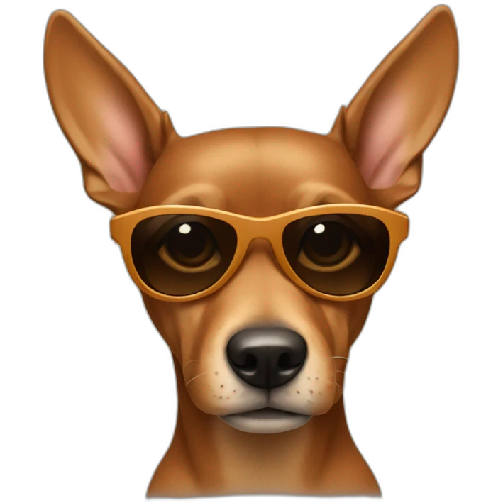 Pincher Dog brown fur with sunglasses emoji