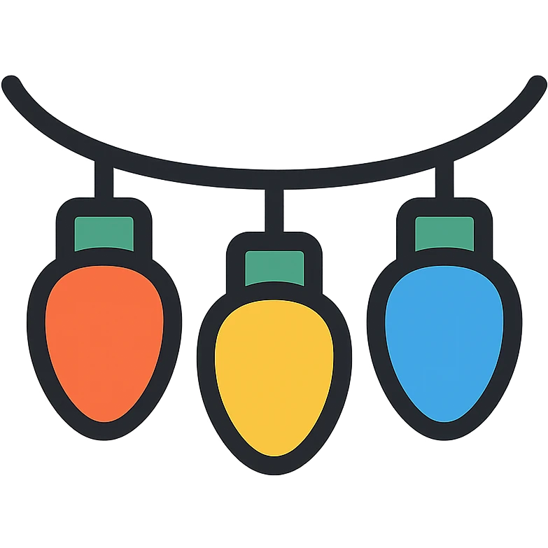 chain of lights, colorful lineal icon with black outlines emoji