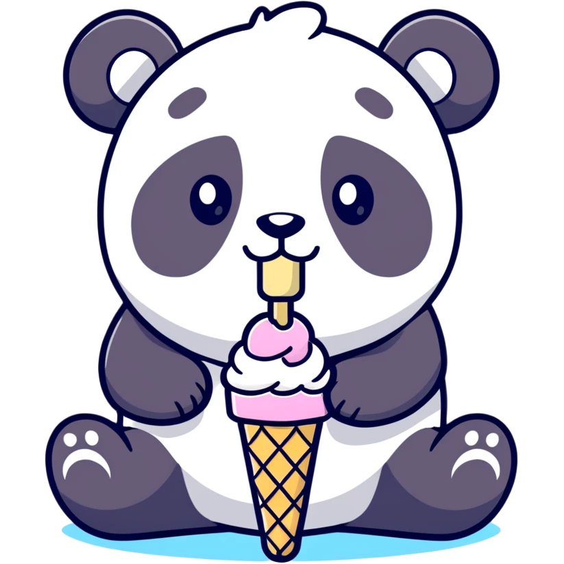 Panda eating ice cream emoji