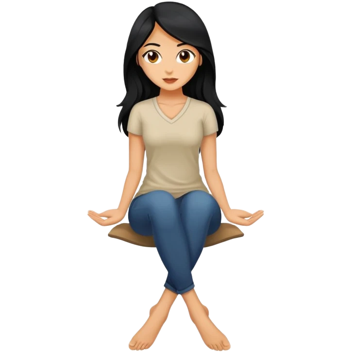 mulher do cabelo preto longo, de pernas cruzadas  emoji