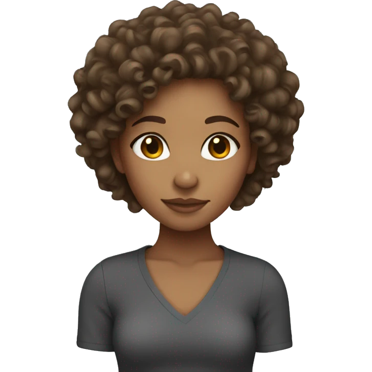 Mixed girl with curly brown hair  emoji