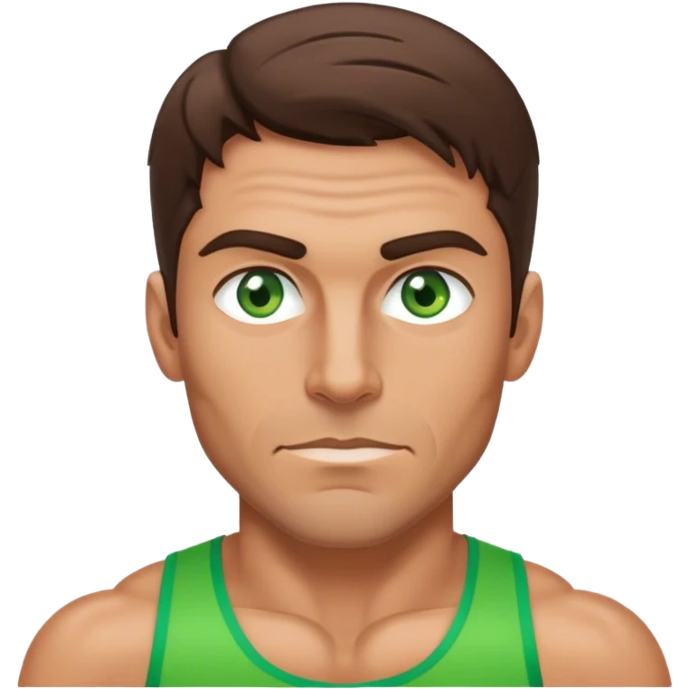 gym guy with brunette hair green eyes and tan skin make him a little older emoji