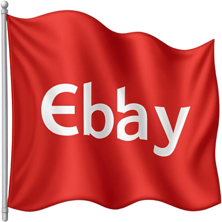 red flagg with ebay words on them emoji