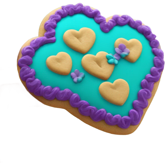 Teal purple Cookie heart with ohana emoji