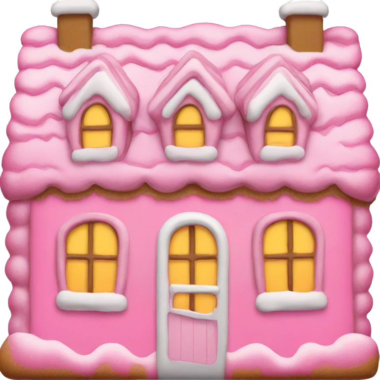 A pink gingerbread house emoji
