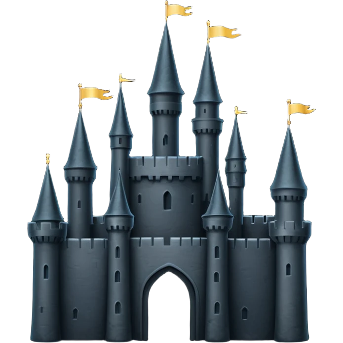 iOS emoji, minimal dark fantasy, black castle silhouette, flat emoji