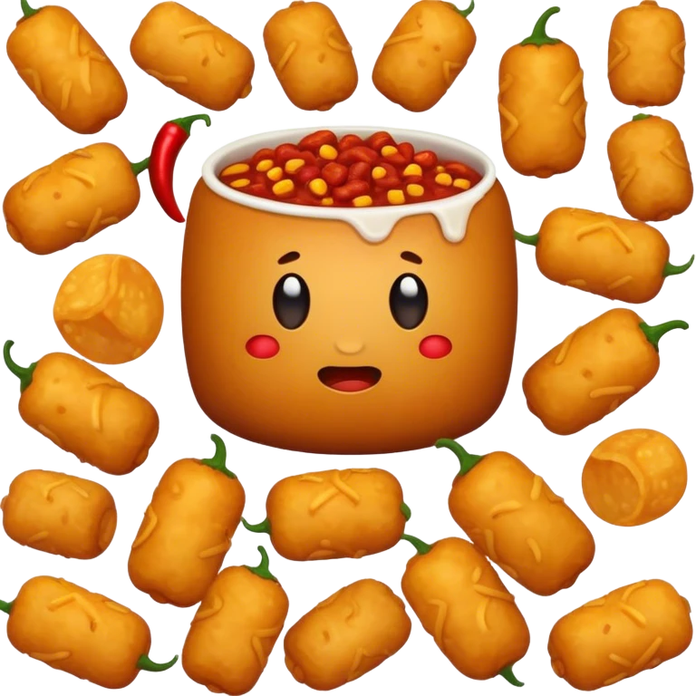 Tater tot covered with chili emoji