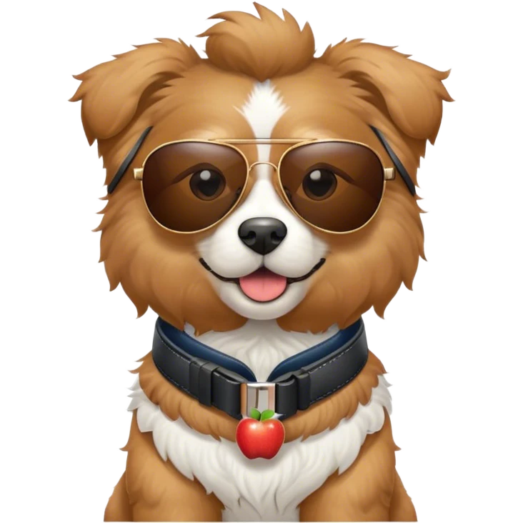 fluffy dog in aviator sunglasses wearing an Apple Watch  emoji
