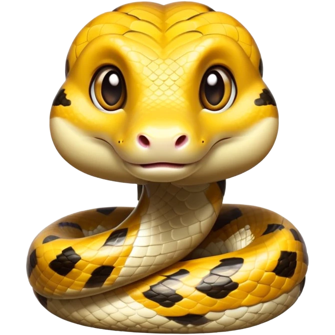 cinematic-cute-anaconda-portrait-emoji,-head-tilted-playfully-and-inquisitively,-with-a-sleek,-shimmering-body-adorned-with-detailed-scale-sriped patterns-and-round,-sparkling-eyes-full-of-wonder,-simplified-yet-irresistibly-adorable-features emoji
