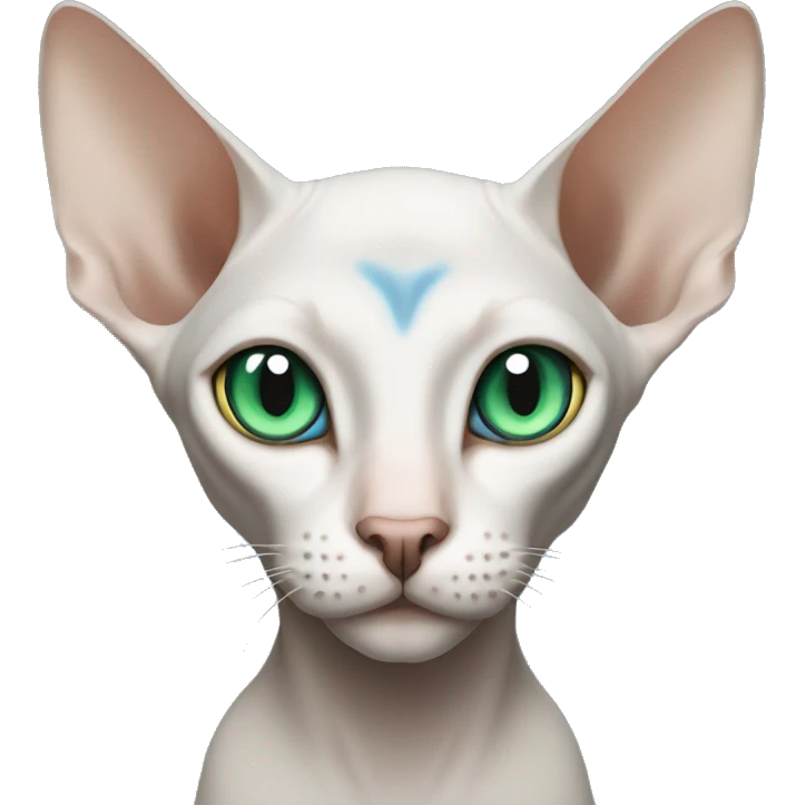sphinx cat with one green eye one blue eye  emoji