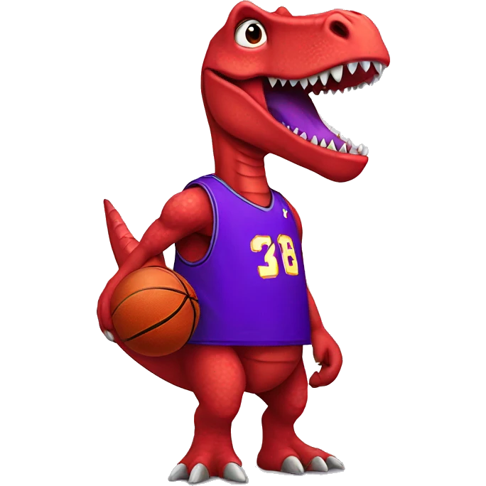 red dinosaur with basketball wearing a purple jersey emoji