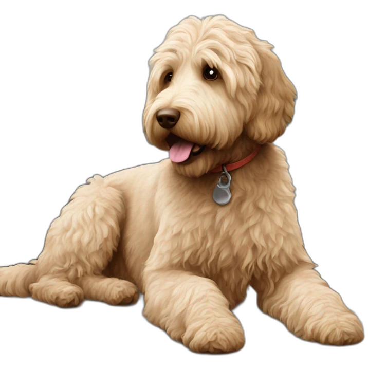 Labradoodle playing emoji
