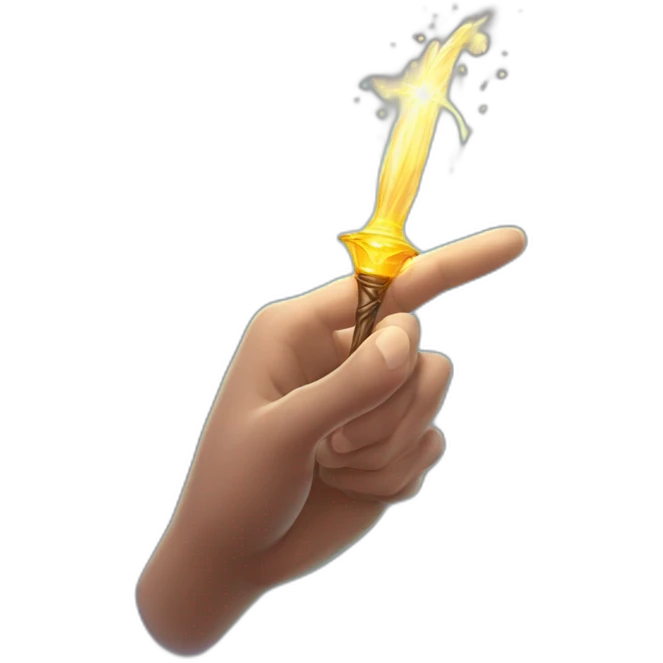 harry potter's hand with a wand throwing a spell with magic light emoji