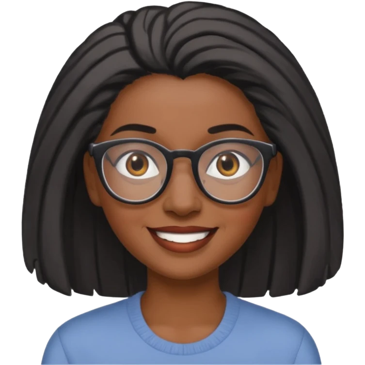 emoji of a black grandma women with longer past shoulder black and gray hair with glasses and brown eyebrows emoji