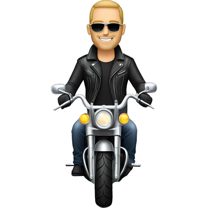 Caucasian biker on a street glide Harley Davidson emoji