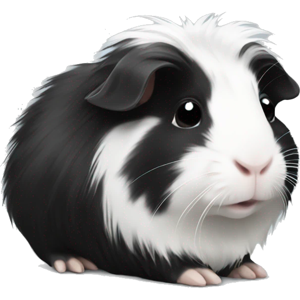 Long haired black and white guinea pig baby emoji