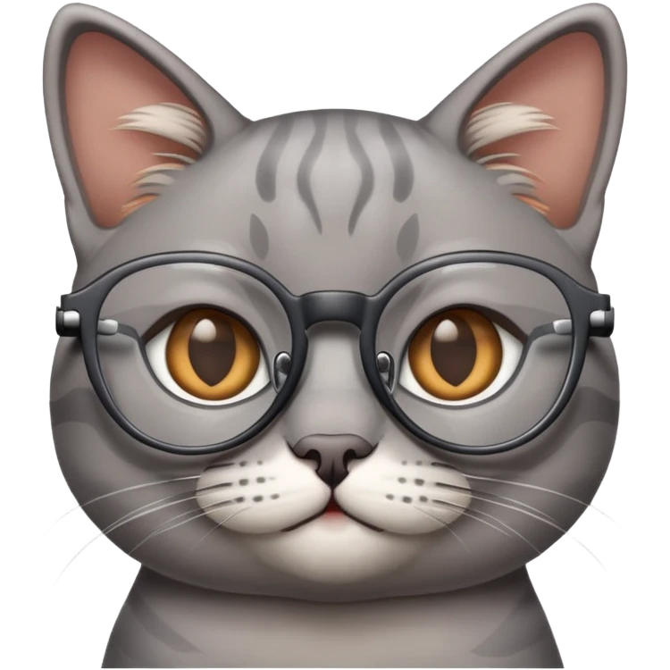 Grey cat with glasses emoji